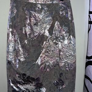 Elie Tahari Metallic Floral Pencil Skirt